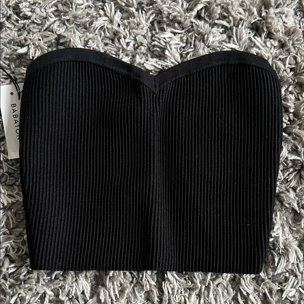 Babaton Black Ribbed Bustier Top